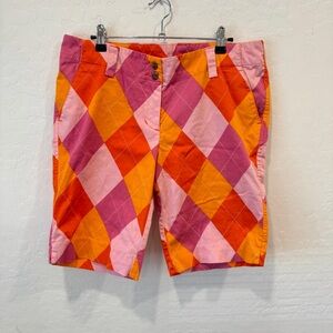 Loudmouth Golf Bermuda Shorts Womens 8 Pink Orange Argyle Colorful Outdoor
